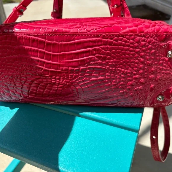 Brahmin Rich Rouge Pink Embossed Tote-Carryall—EUC - Picture 4 of 15